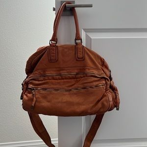 Sissi Rossi tan leather large bag with shoulder strap